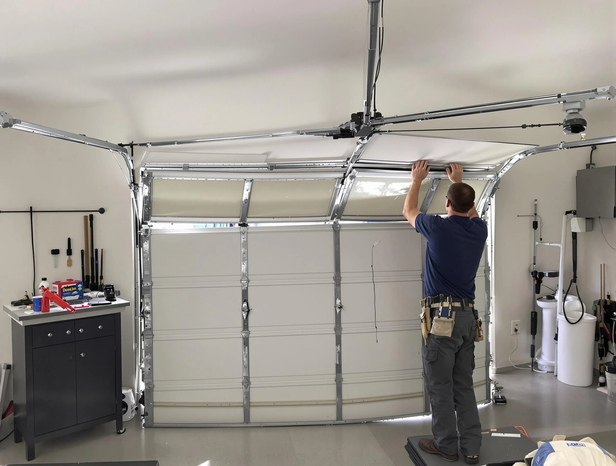 Fultondale Garage Door Repair specialist performing precise section replacement on Fultondale garage door