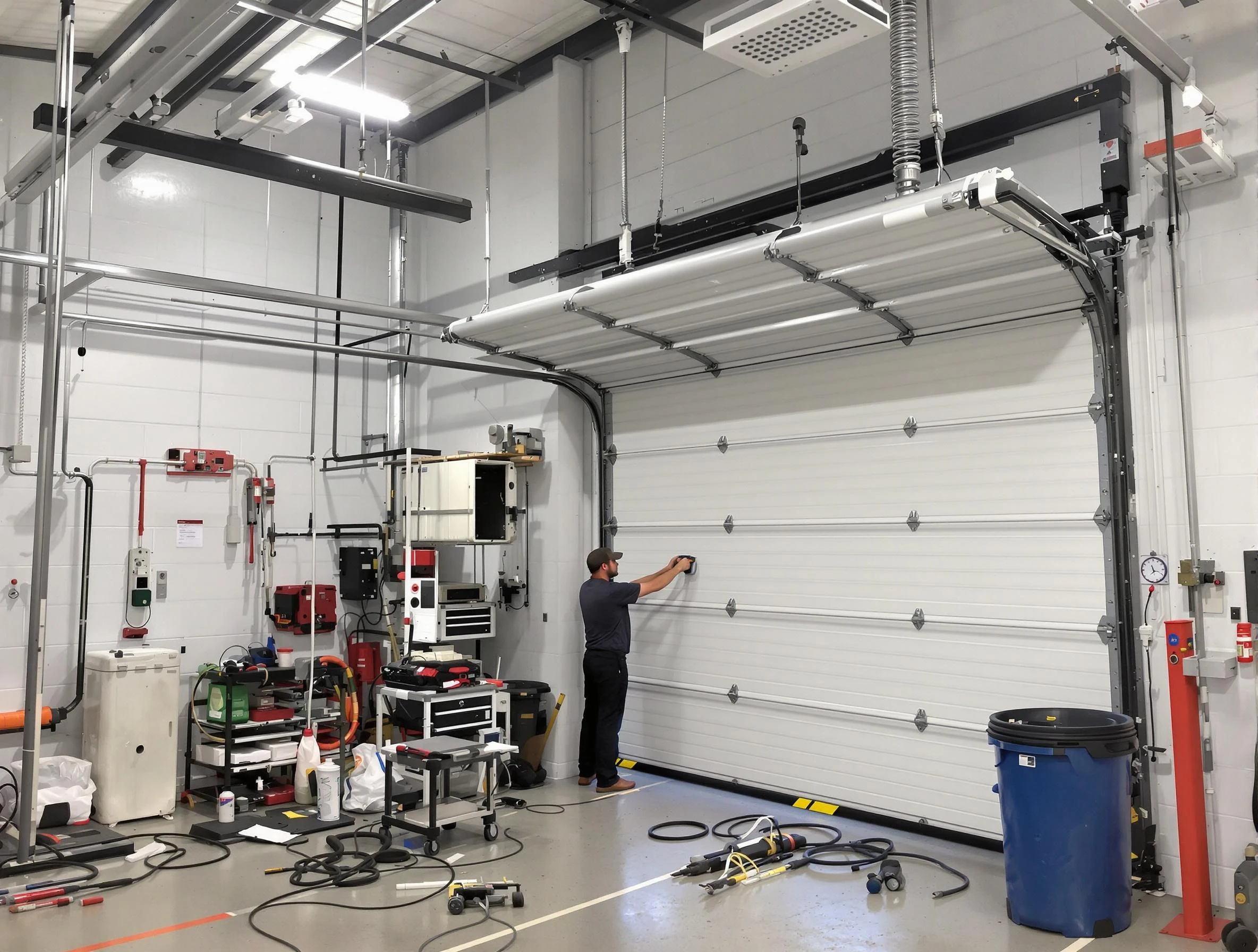 Fultondale Garage Door Repair certified technician performing commercial door repair at a Fultondale business facility