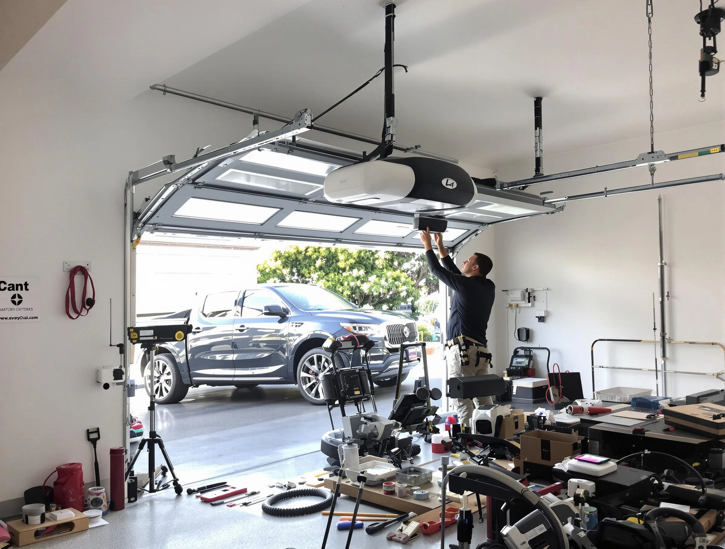 Fultondale Garage Door Repair specialist installing smart garage door opener system in Fultondale home