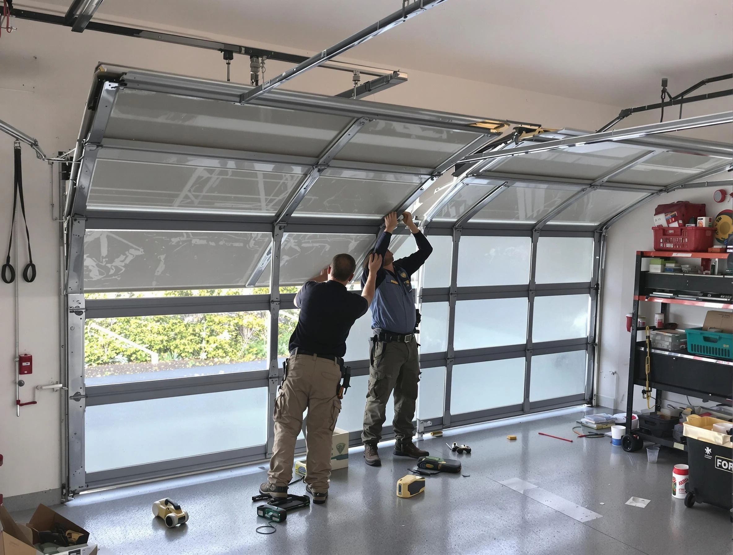 Fultondale Garage Door Repair expert performing precise panel replacement on Fultondale garage door