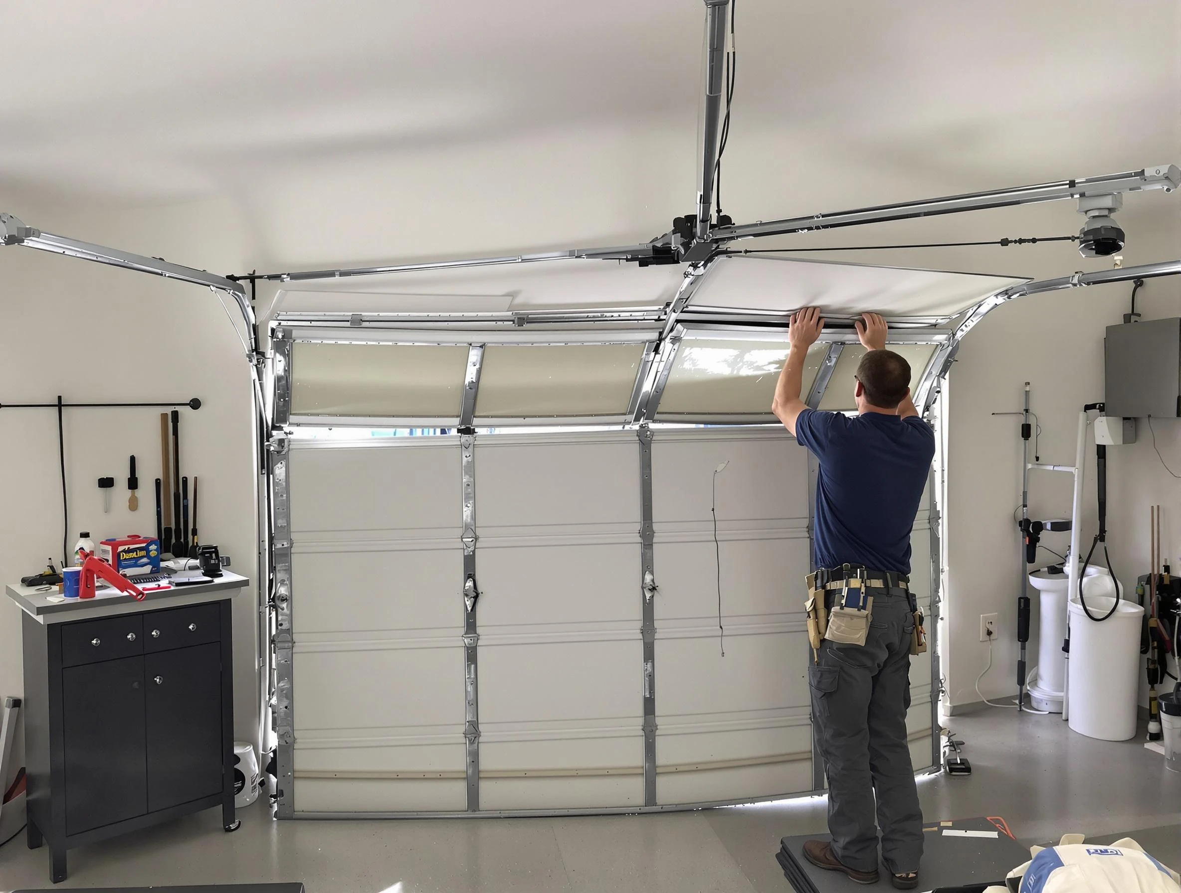 Fultondale Garage Door Repair specialist performing precise section replacement on Fultondale garage door