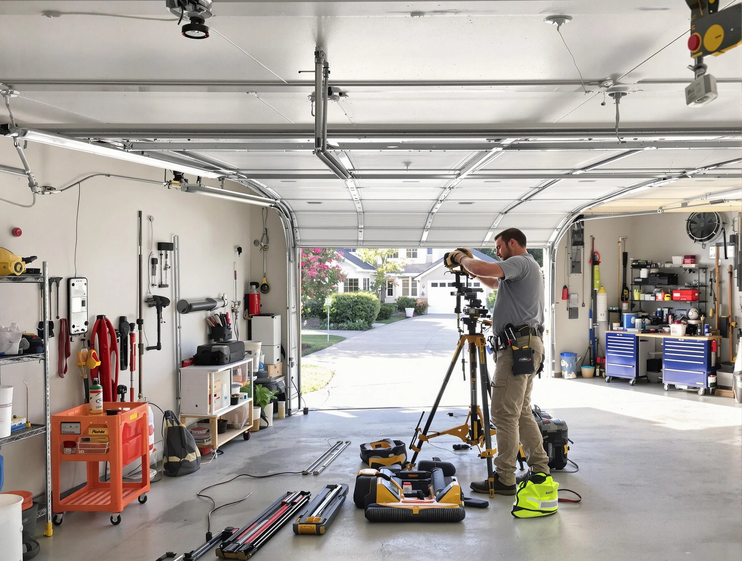 Fultondale Garage Door Repair specialist performing laser-guided track alignment in Fultondale